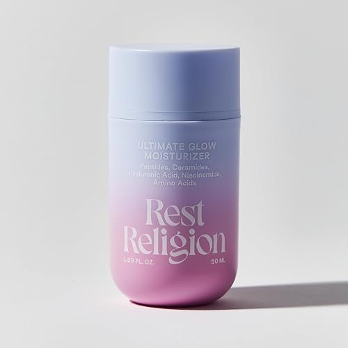 Rest Religion Ultimate Glow Moisturizer with Peptides, Ceramides, Hyaluronic Acid, & Niacinamide, Face Moisturizer for Dry, Stressed & Dull Skin