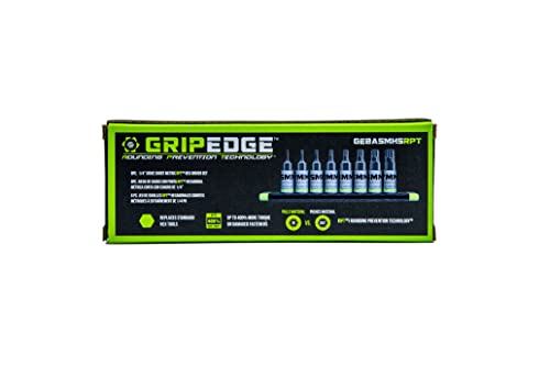 GRIPEDGE HEX Bit Socket Set | 8-PC - 1/4'' Drive Short Metric RPT Hex Driver Set | Sizes 1.5MM - 7MM | Made With S2 Steel | Includes Premium Aluminum Storage Rail |