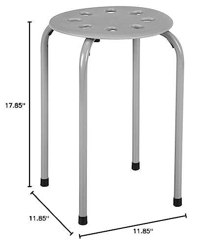 Norwood Commercial Furniture Stacking Stools for Kids and Adults, 17.75" Standard Height Portable Nesting Office and Classroom Stools, Contemporary, Pack of 4
