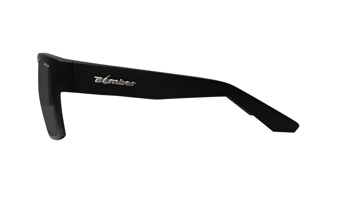 BOMBER Safety Glasses fits Men Women, Polarized Smoked Lens, Matte Black Frame with Non slip Foam Lining, Removable Side Shields included, z87 Compliant - CL111