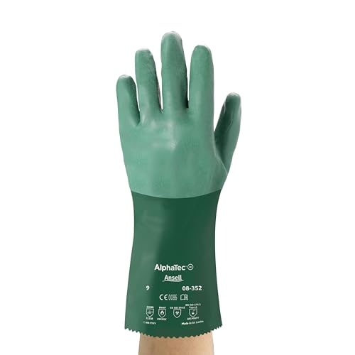 Ansell Scorpio 8-352 Neoprene Glove, Chemical Resistant, Gauntlet Cuff, 12" Length, Large (Pack of 12)