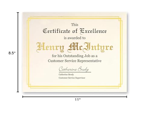 PaperDirect Foil Elegance Specialty Certificates, 50 Sheets of 38lb Cream Paper, 8½" x 11", Double Gold Foil Border, Perfect for Awards, Students, Employees, Volunteers, Course Completion, Diplomas