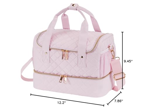 VOFIpremiAm Nail Polish Organizer Case Fits 1 Nail Lamp and 50 Bottles,Pretty Nail Organizers and Storage with Side Pockets for Nail Polish Remover,Manicure Tools (Patented,Bag Only)-Pale Pink