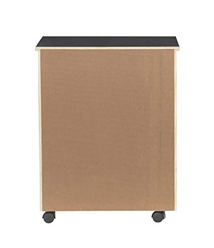 Linon Corinne Black Six Drawer Wide Rolling Storage Cart