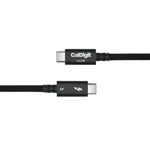CalDigit Thunderbolt 5 Pro Braided Cable - 120Gbps 240W Power Delivery, Compatible with Thunderbolt 3, 4, USB4 Type C, MacBook Pro, iMac, iPhone 16 Max, Black (1m/3.28ft/39.37 Inches)