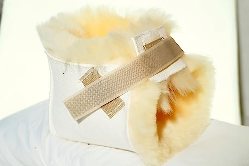 Sheepskin Ranch 100% Medical Sheepskin Heel Cushion Bootie - Soft Lambswool Heel Protectors for Pressure Sores, Bed Sores, Ulcer Sore Prevention & Comfort (Pair)
