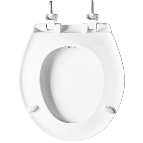 BEMIS 790TDGSL Commercial Heavy Duty Closed Front Toilet Seat with Cover, Industrial No Slam Seat with Secure Installation, Made in USA, Round, White