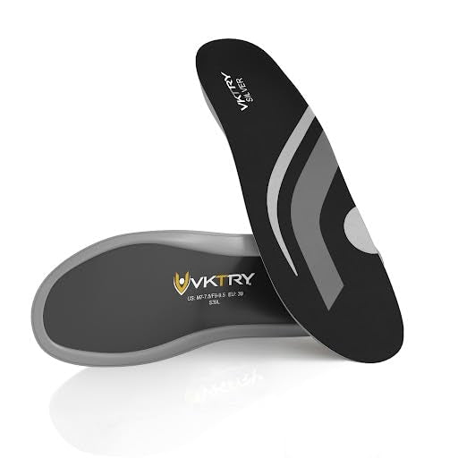 VKTRY Silver Performance Insoles–Carbon Fiber Shock Absorbing Inserts, Non-Cleated Shoes–Improve Explosiveness, Protect Against Injury, Optimize Energy Return