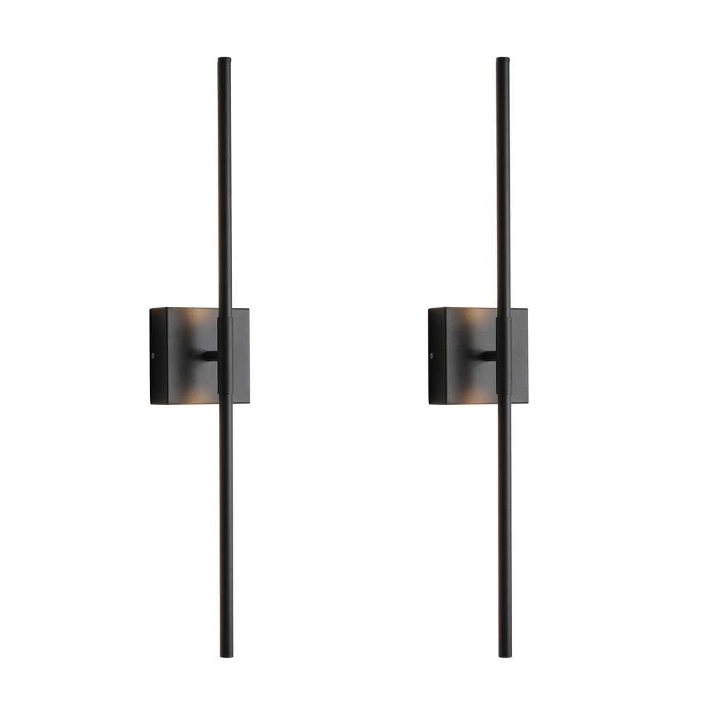 KUZZULL Wall Sconces Set of Two Matte Black Wall Light Fixtures Wall Lamp with Led 3000K 12W Sconces Wall Lighting Wall Lights Sconces Wall Decor Set of 2 Black Wall Sconce Wall Lamps for Bedrooms