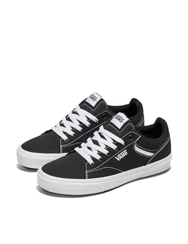Vans Men's Seldan Shoe | Retro Tennis Inspired Sneakers for Fashion, Work & Everyday Wear, Canvas Black/White, 10.5