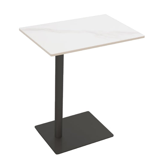 Cre Cra Marble Top Metal Gold C Shaped End Table Modern Sofa End Coffee Tray Side Desk for Couch Living Room Bedroom Black