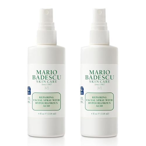 Mario Badescu Repairing HOCl Facial Spray with Hypochlorous Acid – Soothes & Hydrates Angry, Irritated Skin, Reduce Redness & Flare-Ups – pH Balancing, Non-Irritating Cleanser, 4 Fl Oz (Pack of 2)
