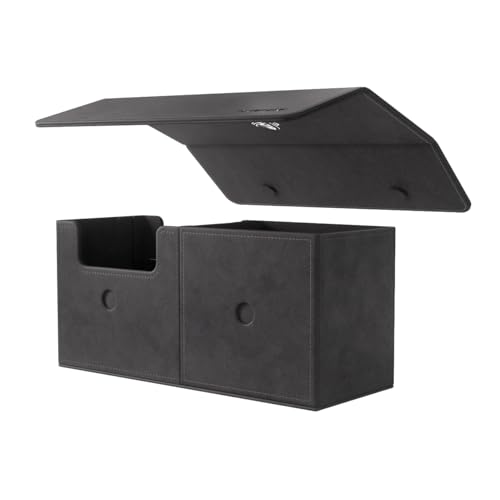 Gamegenic The Academic 133+ XL Premium Deck Box | Double-Sleeved Card Storage | Card Game Protector | Holds Up to 122 Cards Plus Game Accessories | Black/Black Color | Made