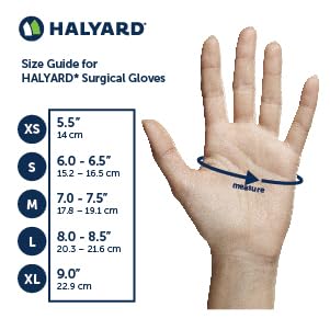 HALYARD Micro Surgical Gloves Sterile Neoprene Individually Wrapped Pairs Powder Free Medical Disposable Gloves, 5.9 mil, Size 7.5 Medium, Cream, SGL85075 (Box of 50 Pairs - 100 Total)