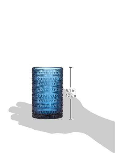 Fortessa Jupiter Beaded Hobnail Glass, 13 Ounce Iced Beverage (Set of 6), Cornflower Blue