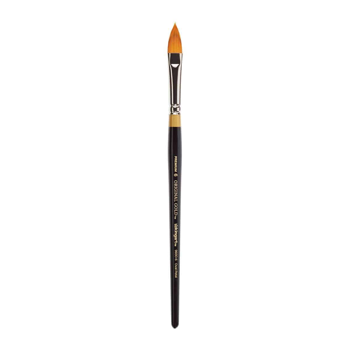 KINGART Original Gold 9930 Series, Golden Taklon Oval Floral Petal Artist Brush (Set of 4) Black, B-100
