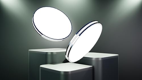 Lunabode LED Dimmable LED Light, Double Ring, Hallway Light Fixtures Ceiling, Bedroom Lights, Closet Lights, Kitchen Lights, 22W (100W Eq), 1800lm, 5CCT, Brushed Nickel, ETL (14", 5 CCT)