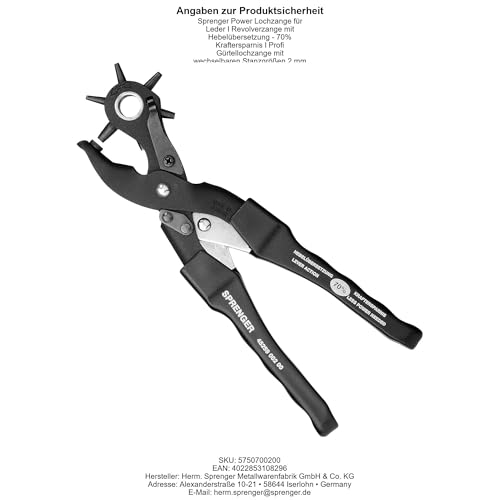 Leather Hole Punch - Made in Germany - Handheld Professional Tool for Leather Products Herm Sprenger