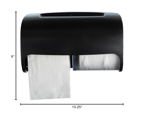 Commercial Toilet Paper Dispenser Wall Mount, Double (2 Roll) Locking Toilet Paper Holder (Black), Compact Two Roll, Side by Side Design Tissue Paper Dispenser (Dispensador de Papel Higienico Doble)