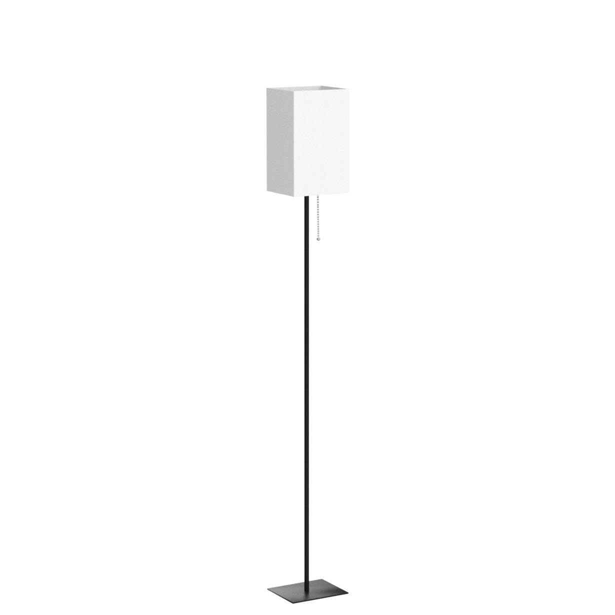 FIGDIFOR Modern Floor Lamp for Living Room, Tall Black Floor Lamp with Square Linen Shade, Pull Chain Switch and Stable Metal Base, Standing Lamp for Bedroom, Reading Nook and Office, Bulb Included