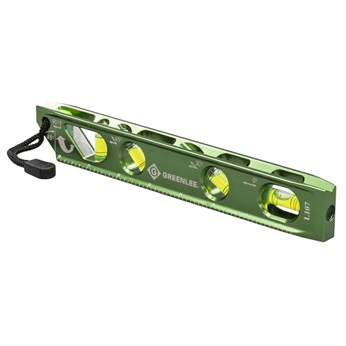 Greenlee L107 Electrician's Magnetic Torpedo Level with Conduit Bending Offset Aid, Green