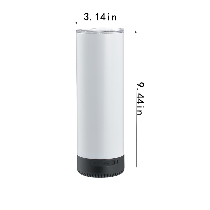 HAYINS 5Pack 20 oz Buletooth Sublimation Printed Speaker Tumbler Straight Skinny Double Wall With Lid (Black 5pcs)