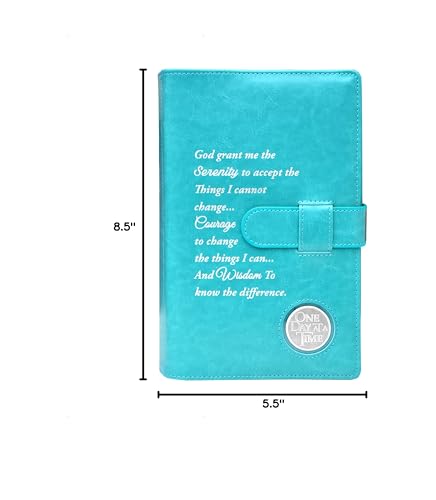 Galileo® Double AA Big Book Cover & 12 Steps & 12 Traditions | AA Gift | Alcoholics Anonymous (Serenity Prayer/Coin Pocket/Ocean Turquoise)