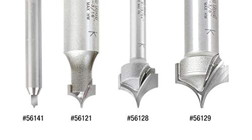 Amana Tool 56144 Carbide Tipped Point Cutting Roundover Router Bit Rounding 1/2 R x 1 D x 3/4 CH x 1/4 Shank x 2 Inch Long