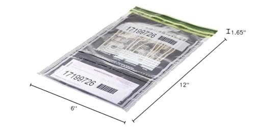 ControlTek SafeLok 10" x 15", Clear,Vertical Twin Deposit, 100 Bags, Tamper-Evident Deposit Bags for Cash Handling, Moisture, Heat and Cold Sensitive Ink, Tear-off receipt + Large Barcodes 585092