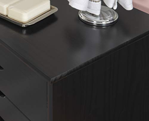 Linon Corinne Black Six Drawer Wide Rolling Storage Cart