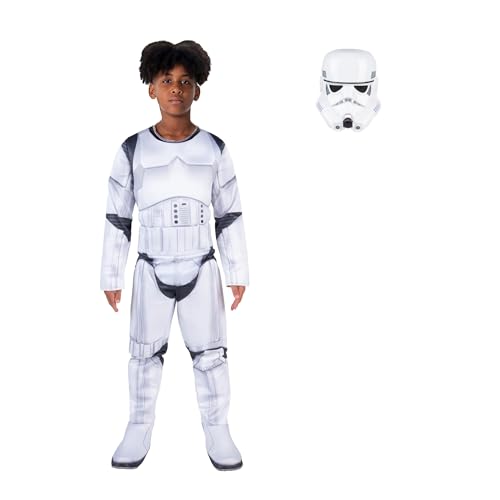 Star Wars Stormtrooper QUALUX Costume (Child) - Qualux Jumpsuit with 3D Half Mask - Size Large White
