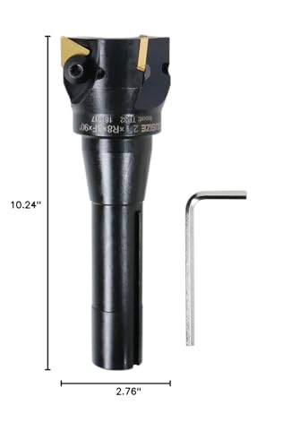 Accusize Industrial Tools 2'' Carbide Indexable End Mill, R8 Shank, with 3 Pc Tpg 322 Inserts, 0046-0916