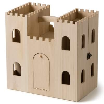 12.5" Wood Castle Dollhouse by Make Market - Unfinished Dollhouse for Kids, Bedroom, Playroom, Art & Crafts - 1 Pack