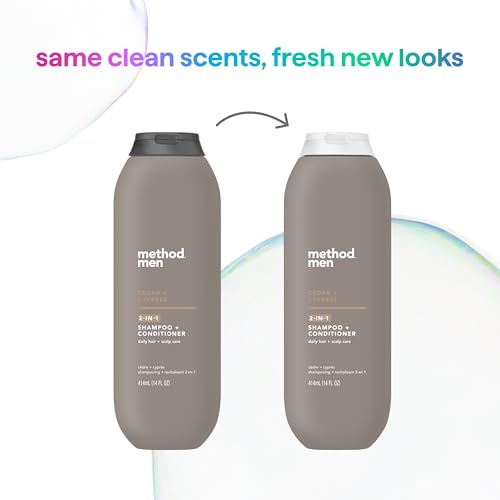 Method Men 2-in-1 Shampoo + Conditioner, Cedar + Cypress, 14 Ounces (Pack of 3)