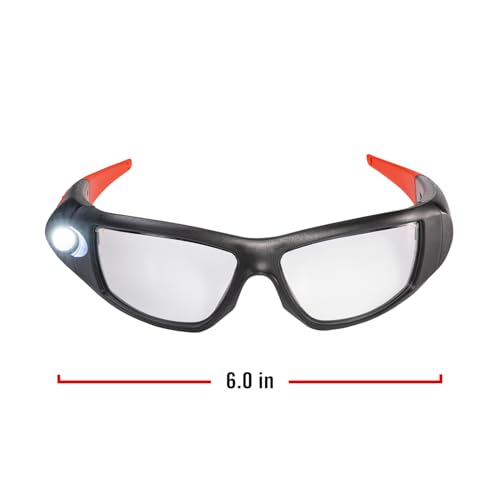 CoastSPG500 Rechargeable Lighted LED SafetyGlasses,Bulls-Eye Spot Beam,ANSI Z87Standards, 2Scratch Resistant Lenses (Clear,Yellow) Included, UVProtection, Protective Carrying Case Included (Black/Red)