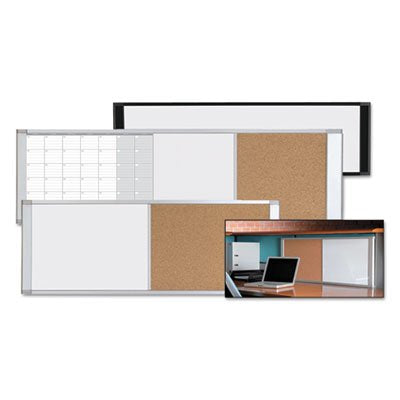 MasterVision Combo Cubicle Workstation Dry Erase/Cork Board, 48 x 18, Natural/White Surface, Aluminum Frame