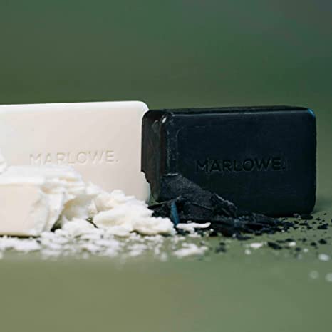 MARLOWE. No. 106 Charcoal Soap 7 oz (12 Bars) Body Bar Soap for Men, Cleansing, Purifying & Hydrating with Natural Extracts, Shea Butter, Olive Oil & Green Tea Extracts, Fresh Woodsy Scent