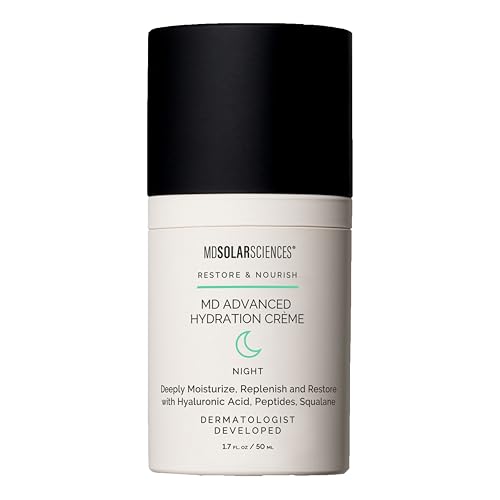 MDSolarSciences Advanced Hydration Cream, Facial Night Cream, Cruelty-Free, Vegan, Paraben-Free, Fine Line Treatment, Anti-Aging, Hydrating, Ceramides, Squalane, Hyaluronic Acid, 1.7 Fl Oz