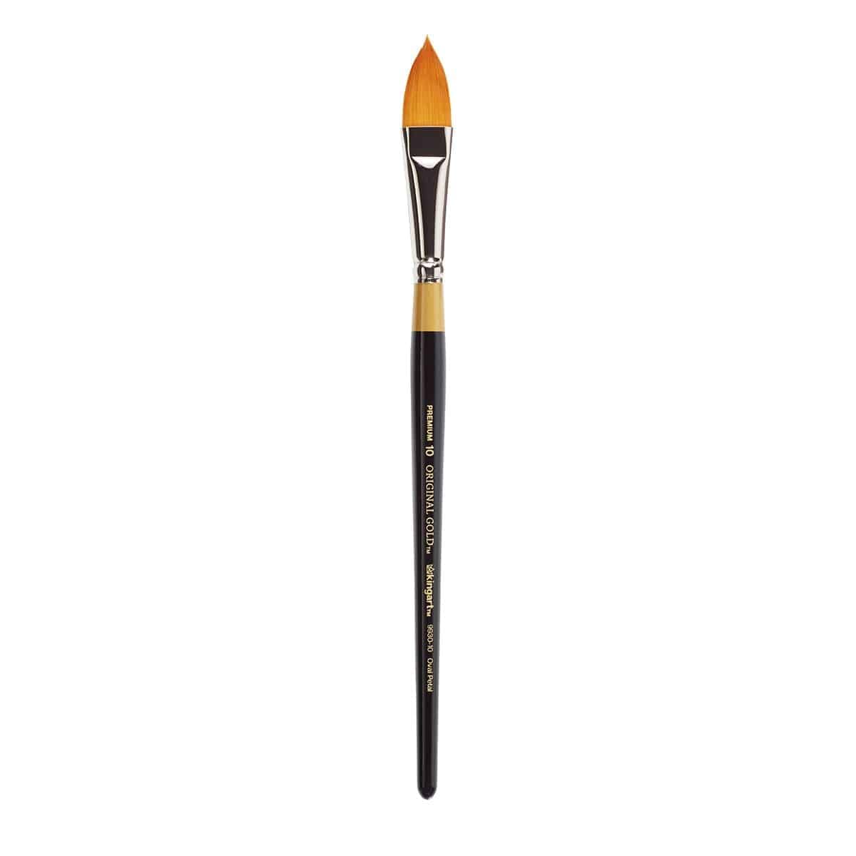KINGART Original Gold 9930 Series, Golden Taklon Oval Floral Petal Artist Brush (Set of 4) Black, B-100
