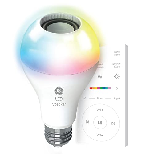 GE LED+ Color Changing Speaker LED Light Bulb with Remote, Daylight and Multicolor, A21 Standard Bulb (1 Pack)