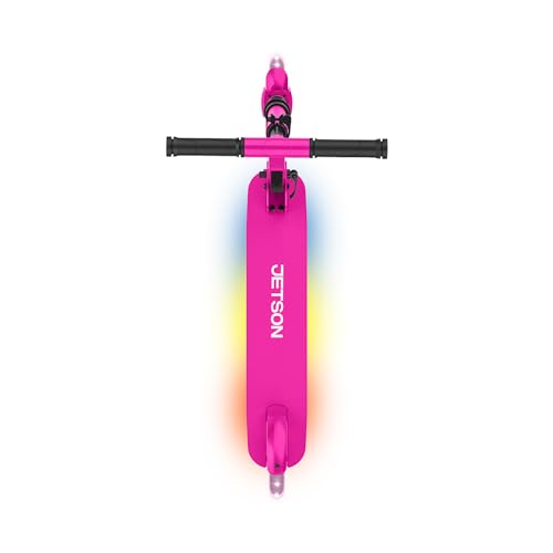 Jetson Highlight 2-Wheel Kick Scooter, Kinetic Lights on Deck and Wheels, 6 Inch Wheels, Rear Brake, Easy-Folding Mechanism, Ages 6+, Pink, JHGLT-PNK