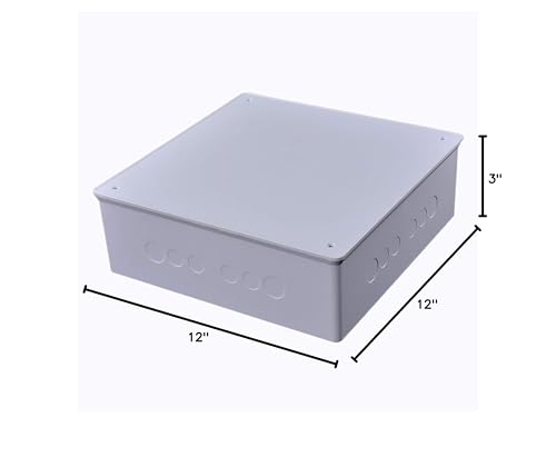 DJC Supply Co. 12" x 12" x 3" PVC Plastic Junction Conduit Box with Pre Molded 3/4" & 1" Punch in Holes