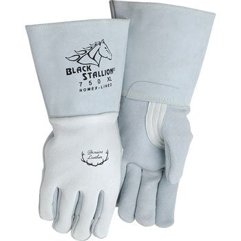 Black Stallion 750 Premium Grain Elkskin Stick Welding Gloves, Large, White
