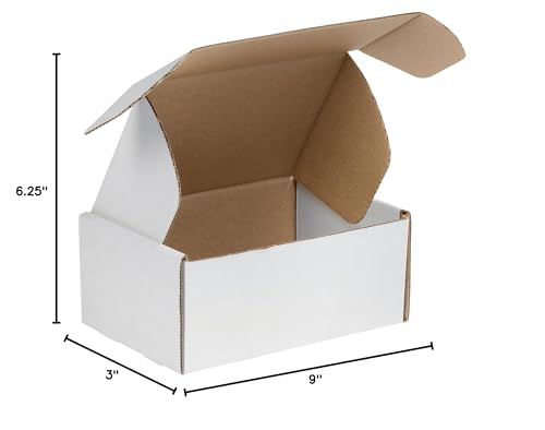 Aviditi White Deluxe Literature Mailing Boxes, 9 x 6 1/4 x 3 Inches, Pack of 50, Crush-Proof, For Shipping, Mailing and Storing