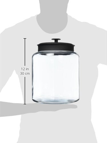 Anchor Hocking 2 Gallon Montana Glass Jar with Lid (2 piece, black metal, dishwasher safe)