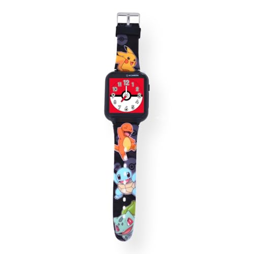 Accutime Kids Pokémon Pikachu Black Digital LED Quartz Wrist-Watch with Camera, Alarm, Timer, Stopwatch, and Games for Boys, Girls, and Toddlers