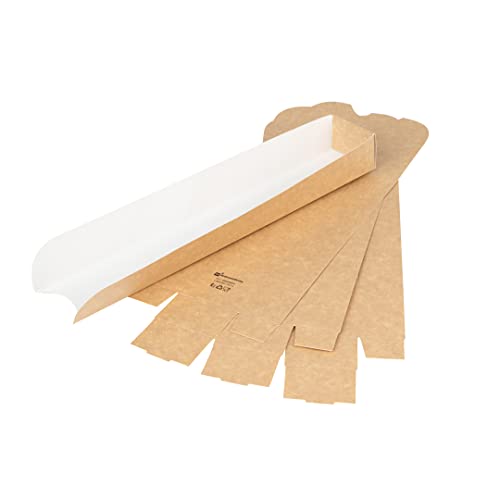 Restaurantware Bio Tek 11.8 x 2 x 1.3 Inch Hot Dog Trays 200 Open-Design Hot Dog Containers - Greaseproof Recyclable Kraft Paper Hot Dog Serving Trays