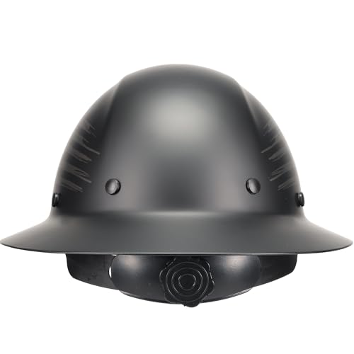 Dynamic WolfJaw Fiberglass Full Brim Hard Hat with Wheel Ratchet, 8 Point Suspension, ANSI/ISEA Z89.1 Type 1 Certified, Glass G Electrical Rating, Black (280-HP1481USA-11)