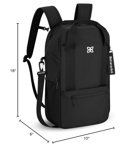 Sherpani Camden, Convertible Backpack, 3 in 1 Tote Bag, Crossbody Bag, Cross Body Purse, 21L Travel Backpack, Travel Gifts for Women, RFID Protection, Fits 13” Laptop (Raven Classic)