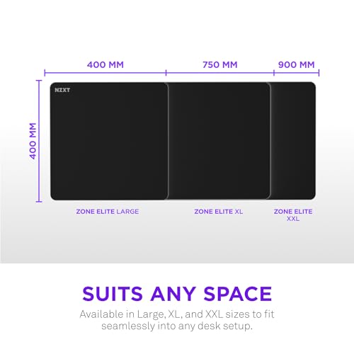 NZXT Zone Elite - Premium XL Gaming Mouse Pad - Ultra-Smooth Nano-Knit Cloth Surface - Optimized for Speed and Control - Spill-Resistant, Soft Foam Base, Reinforced Low-Profile Stitching - Black